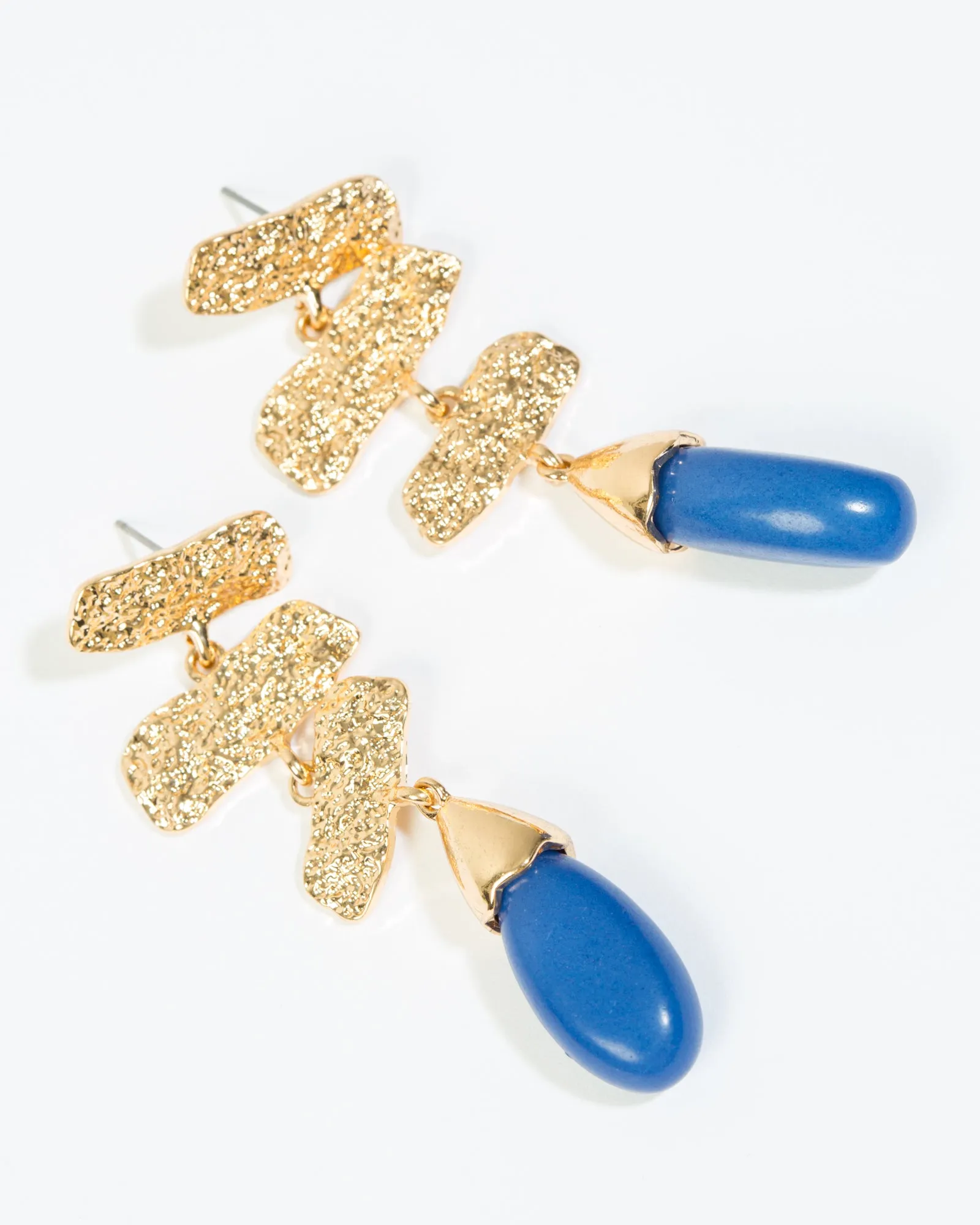 Blue Textural Bar Statement Earrings sold by Collete Hayman product image thumbnail 2