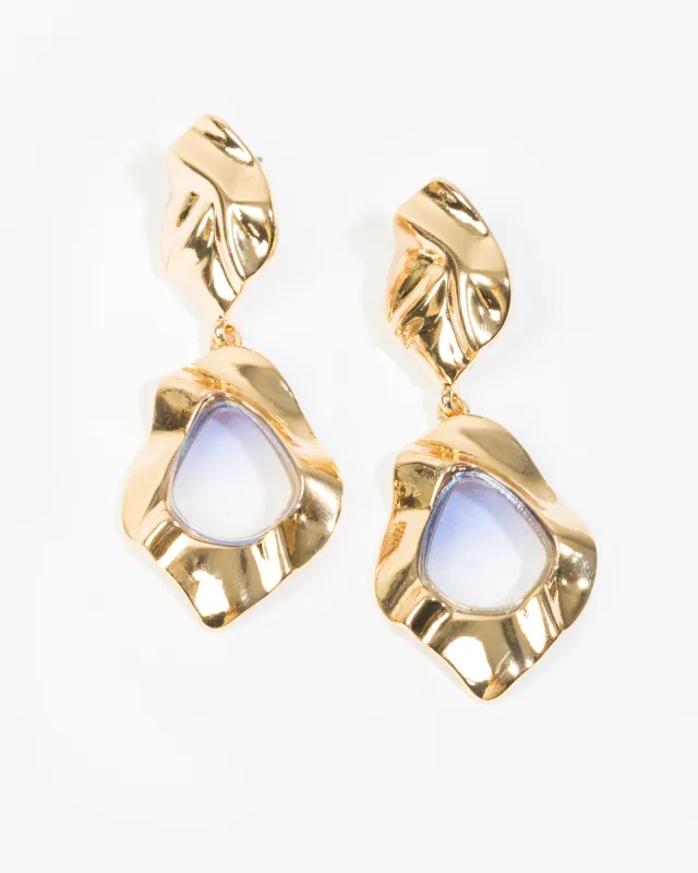 Blue Textured Metal Opaque Earrings sold by Collete Hayman