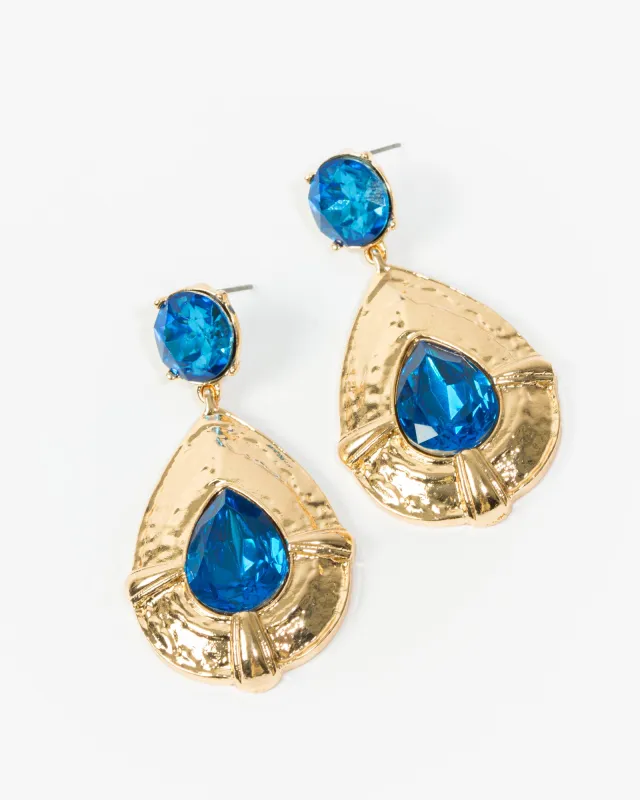Blue Textured Framed Tear Drop Earrings sold by Collete Hayman