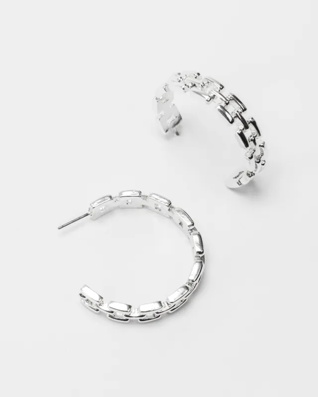 Silver Large Link Band Hoop Earrings sold by Collete Hayman
