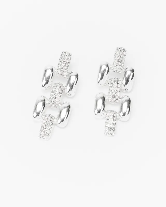 Silver Chain Link Band Drop Earrings sold by Collete Hayman