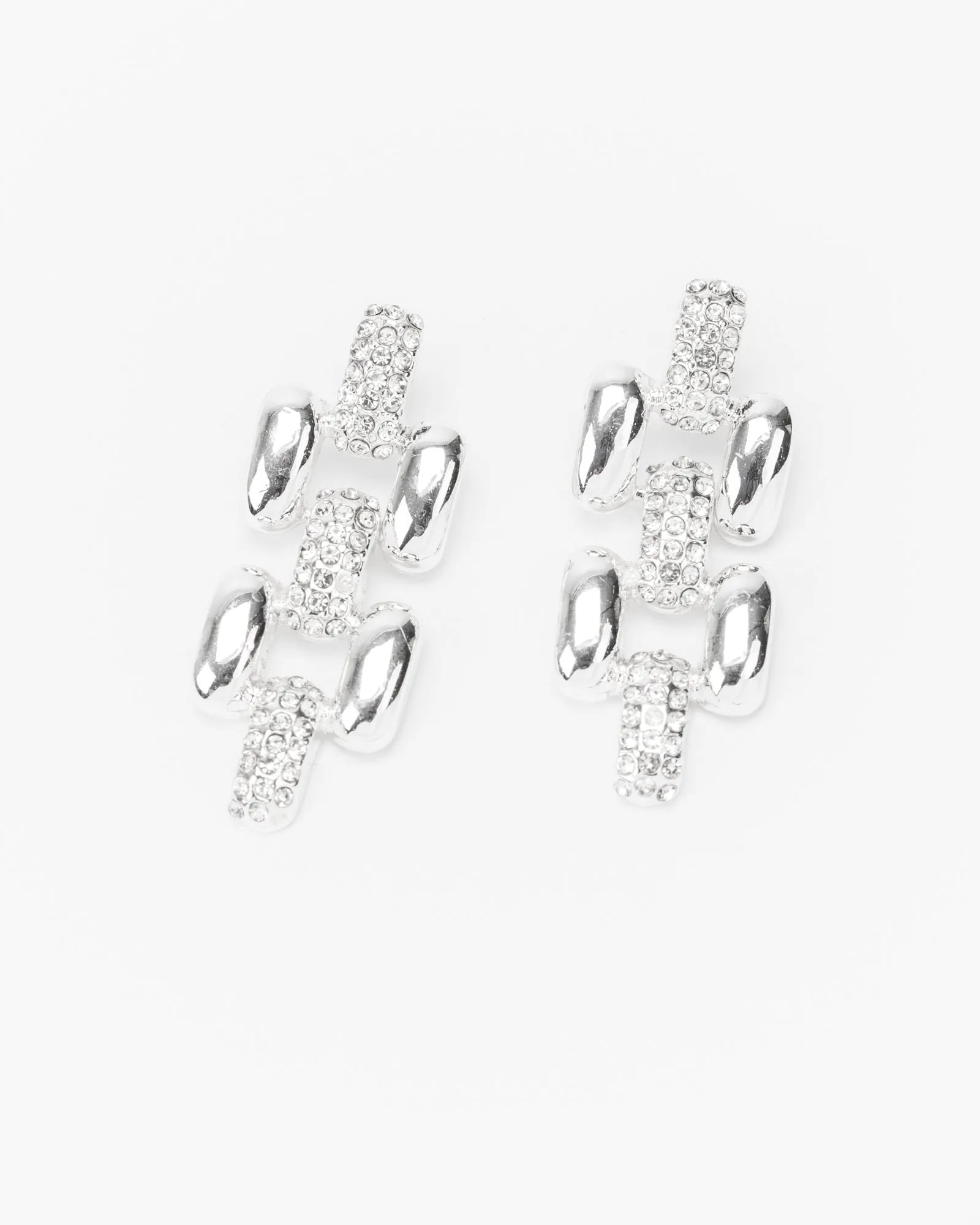 Silver Chain Link Band Drop Earrings sold by Collete Hayman