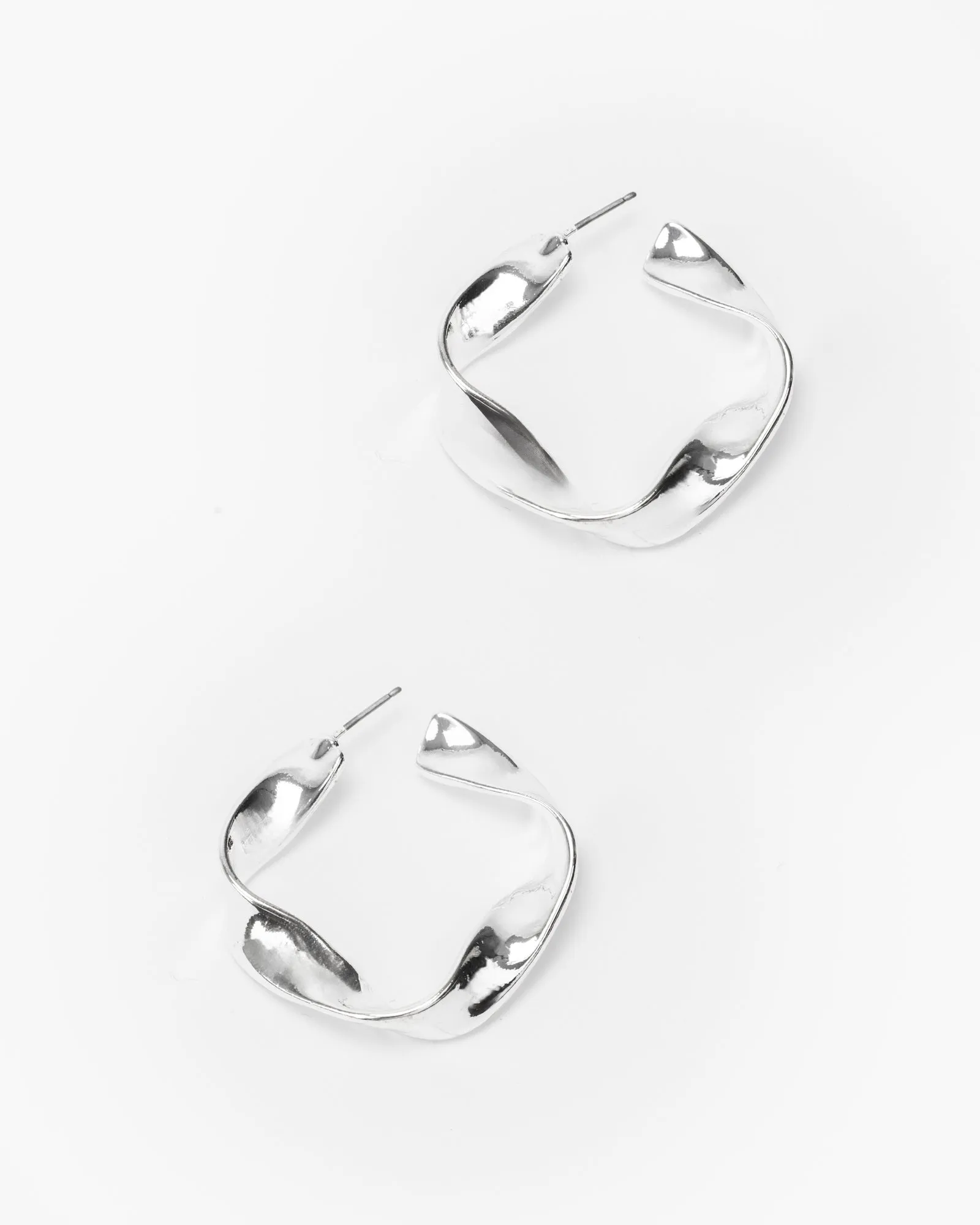 Silver Square Light Twist Hoop Earrings sold by Collete Hayman product image thumbnail 2