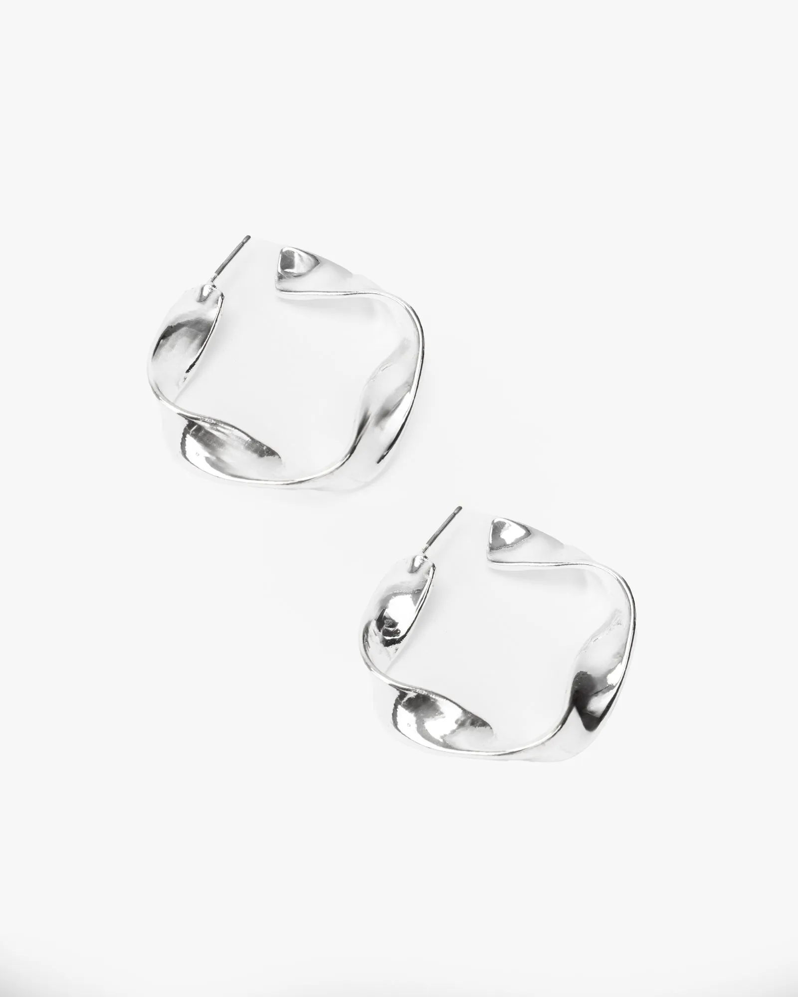 Silver Square Light Twist Hoop Earrings sold by Collete Hayman