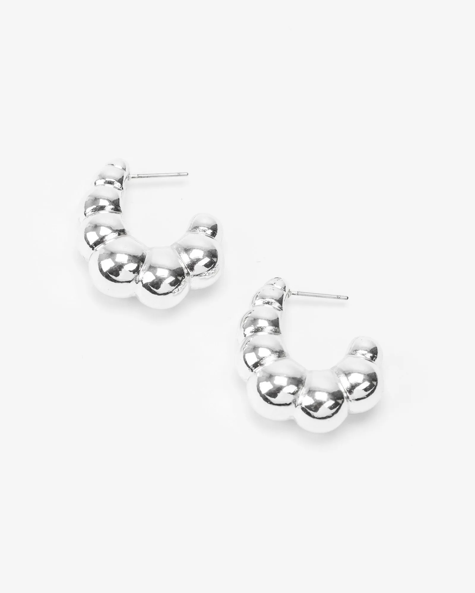 Silver Croissant Oval Hoop Earrings sold by Collete Hayman