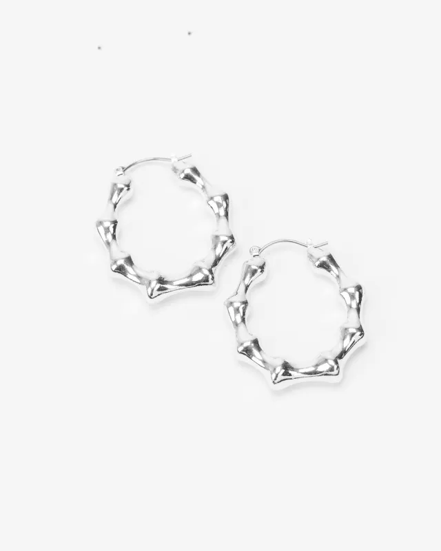 Silver Medium Bamboo Hoop Earrings sold by Collete Hayman