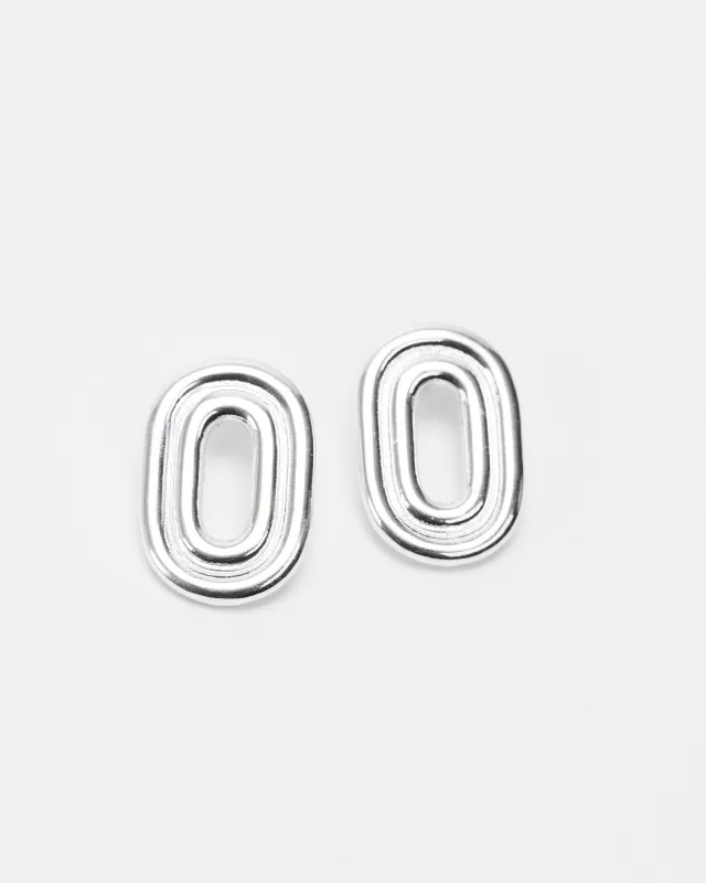 Silver Oval Statement Stud Earrings sold by Collete Hayman