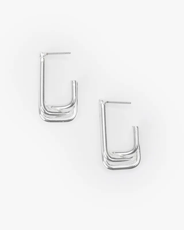 Silver 3 Bar Rectangular Hoop Earrings sold by Collete Hayman