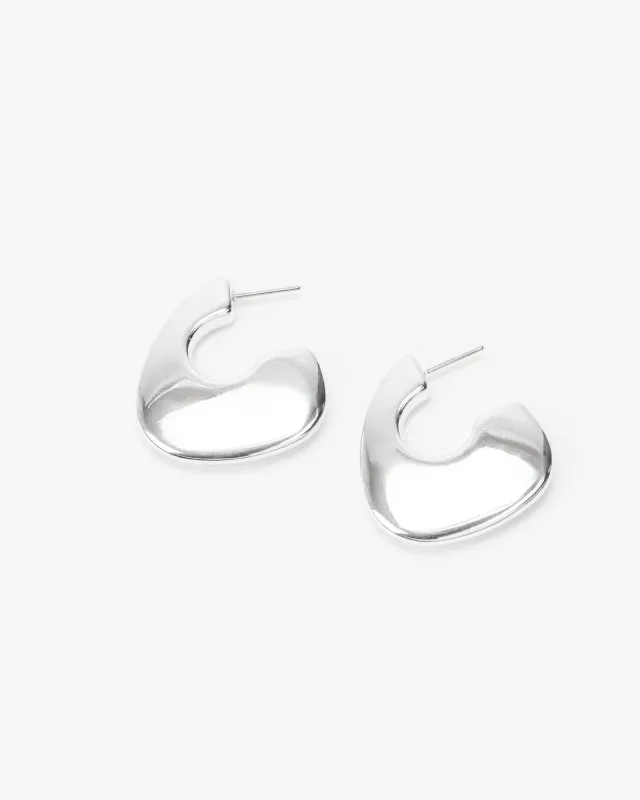 Silver Chunky Flat Hoop Earrings sold by Collete Hayman