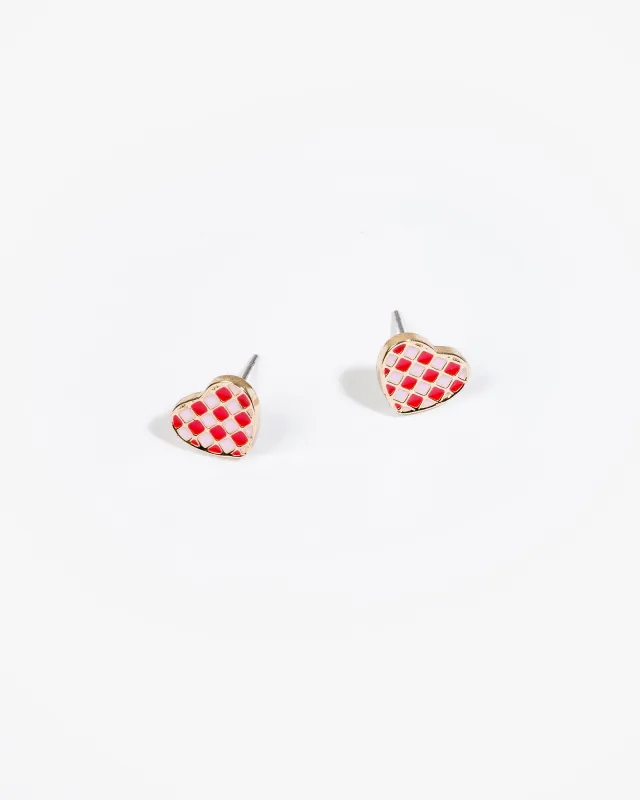 Multi Colour Checkerboard Heart Earrings sold by Collete Hayman