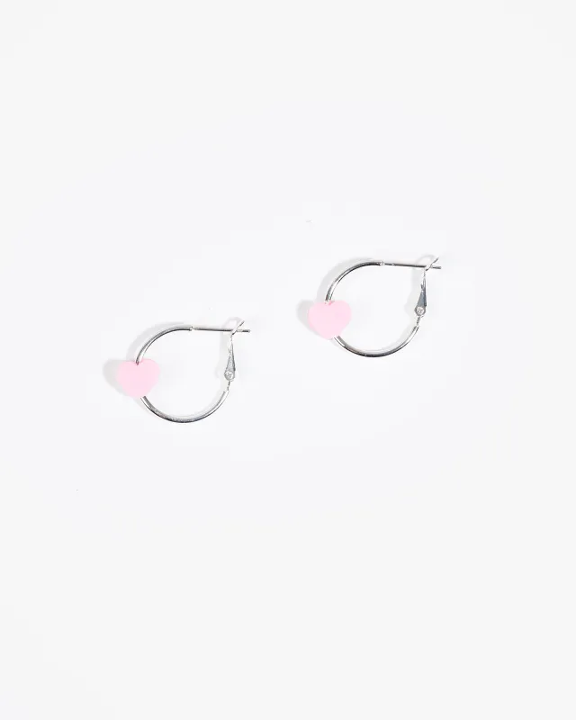 Pink Heart Motif Hoop Earrings sold by Collete Hayman