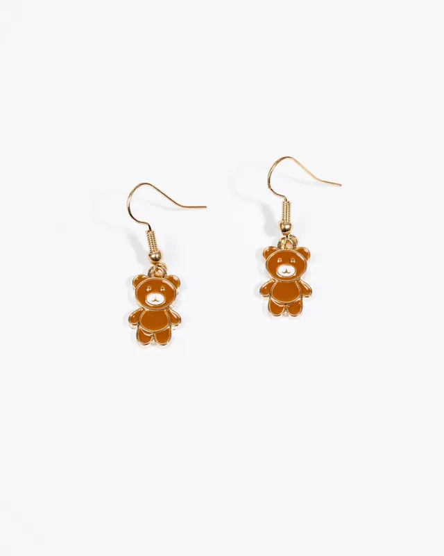Brown Teddy Bear Icon Earrings sold by Collete Hayman