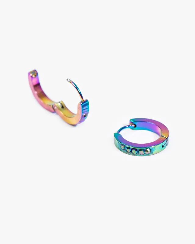 Multi Colour Ombre Crystal Detail Hoop Earrings sold by Collete Hayman