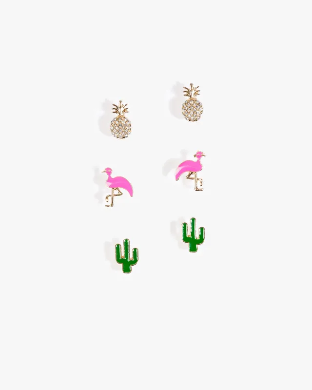 Multi Colour 3 Pack Flamingo Stud Earrings sold by Collete Hayman