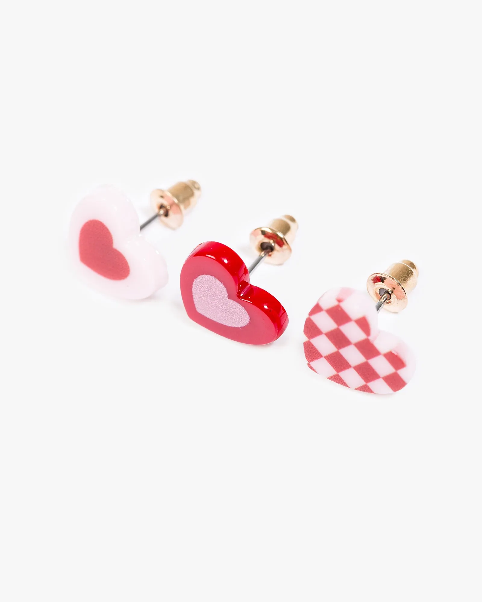 White 3 Pack Love Heart Stud Earrings sold by Collete Hayman product image thumbnail 2