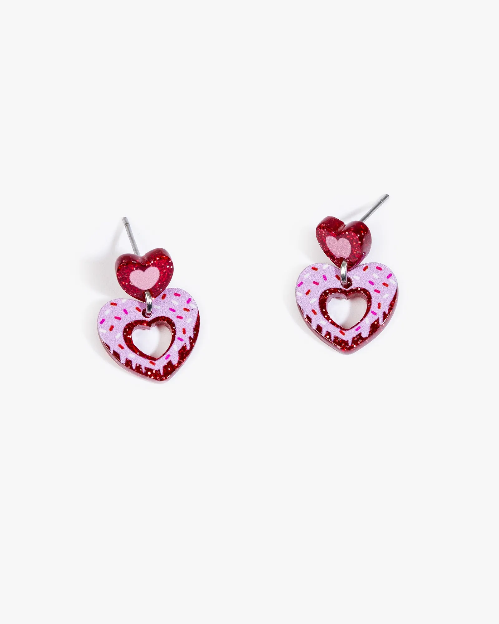 Multi Colour Sprinkled Love Heart Drop Earrings sold by Collete Hayman