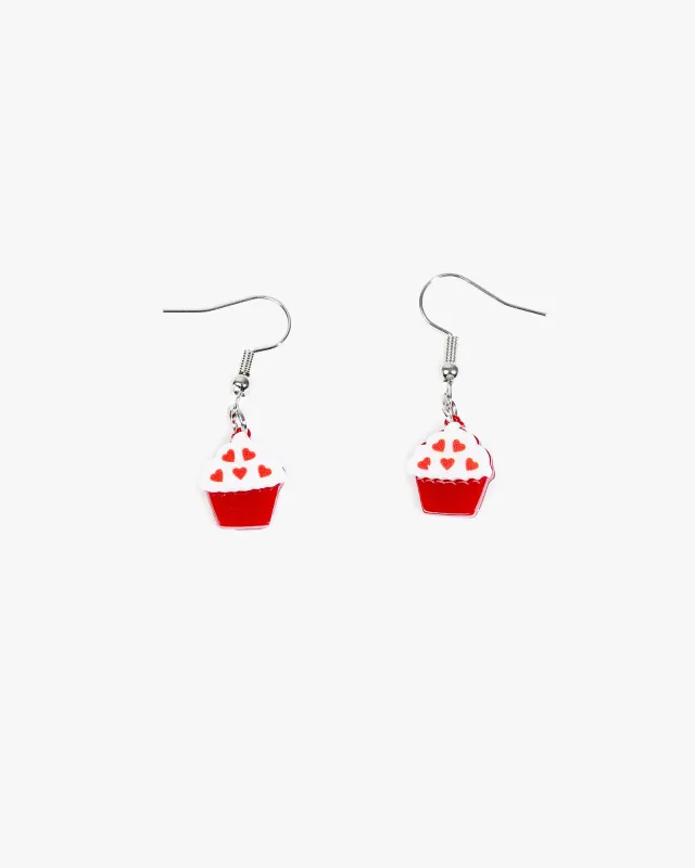 Red Love Heart Cupcake Hook Drop Earrings sold by Collete Hayman