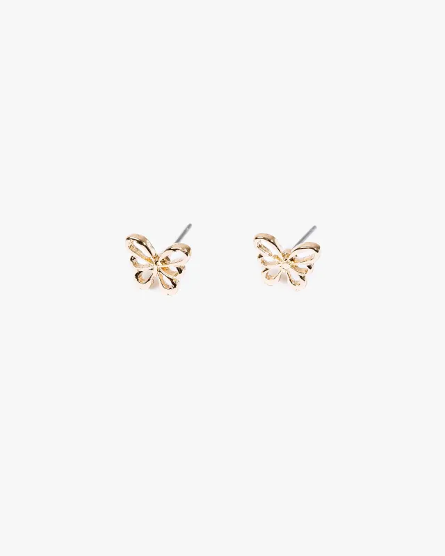 Gold Metal Butterfly Stud Earrings sold by Collete Hayman