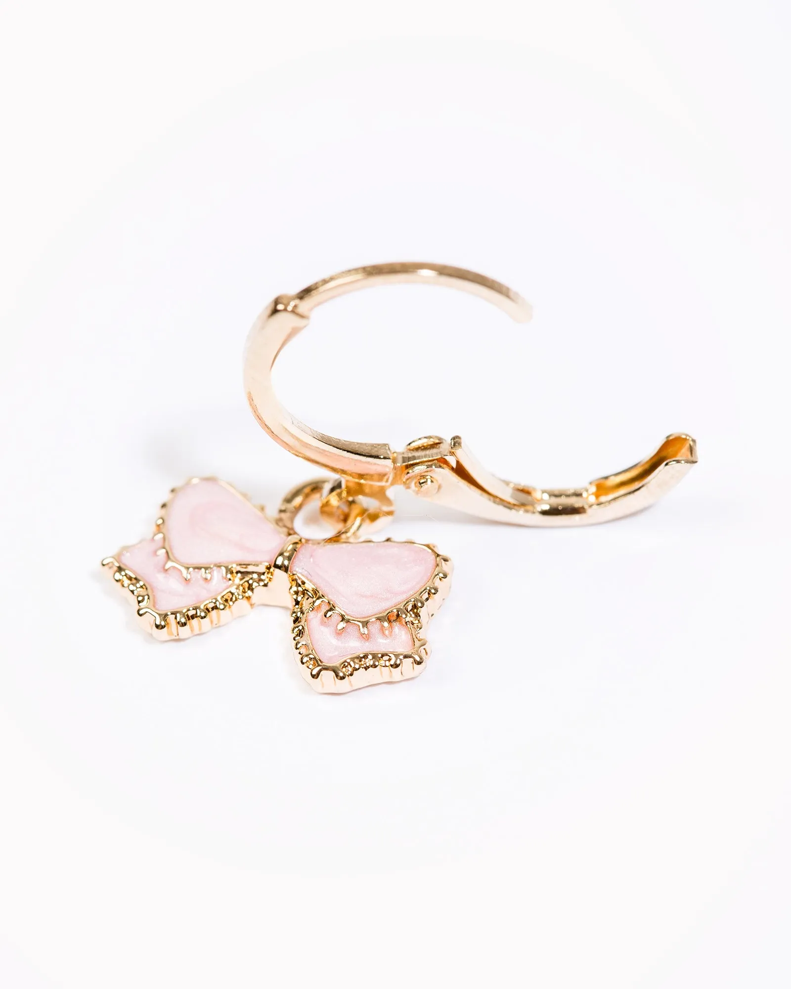 Pink Bow Huggie Hoop Earrings sold by Collete Hayman product image thumbnail 2