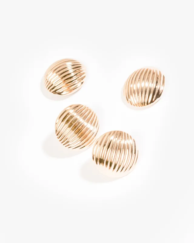 Gold Ribbed Front Back Stud Earrings sold by Collete Hayman