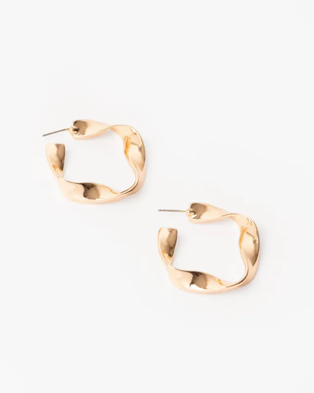 Gold Square Light Twist Hoop Earrings sold by Collete Hayman