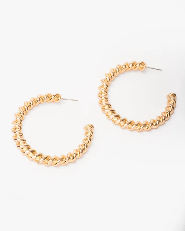 Gold Large Link Band Hoop Earrings sold by Collete Hayman