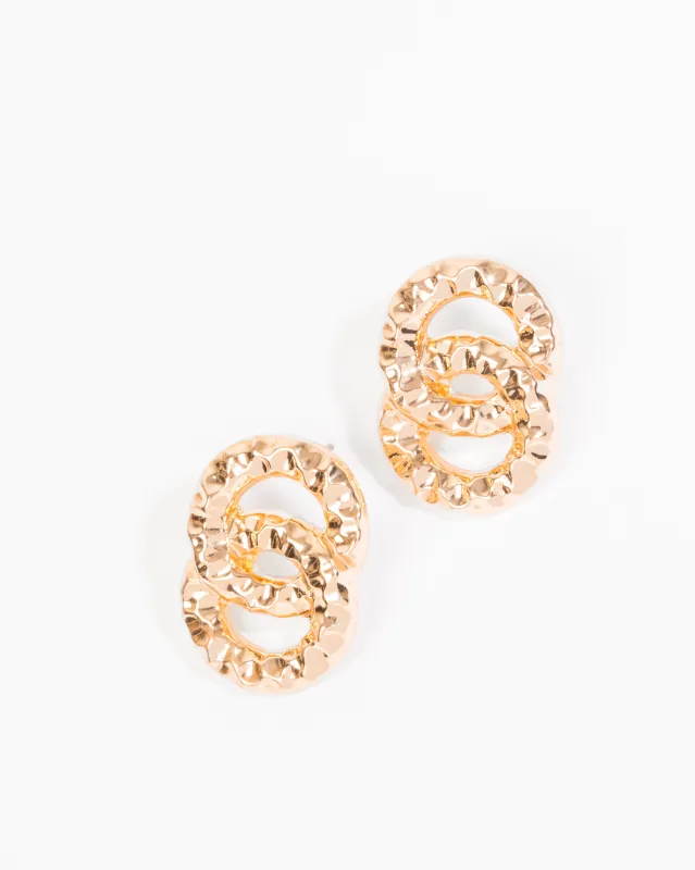 Gold Textured Chain Link Drop Earrings sold by Collete Hayman