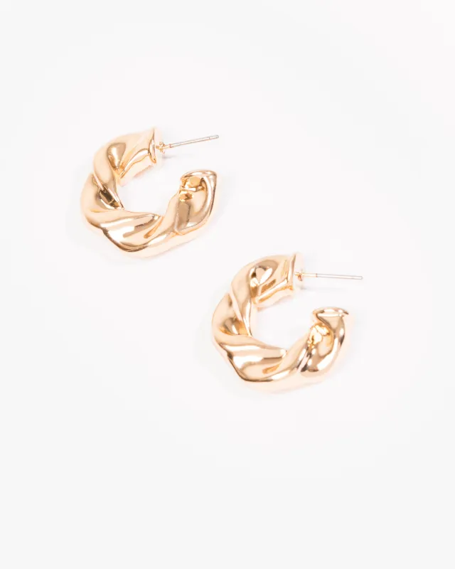 Gold Chubby Twist Hoop Earrings sold by Collete Hayman