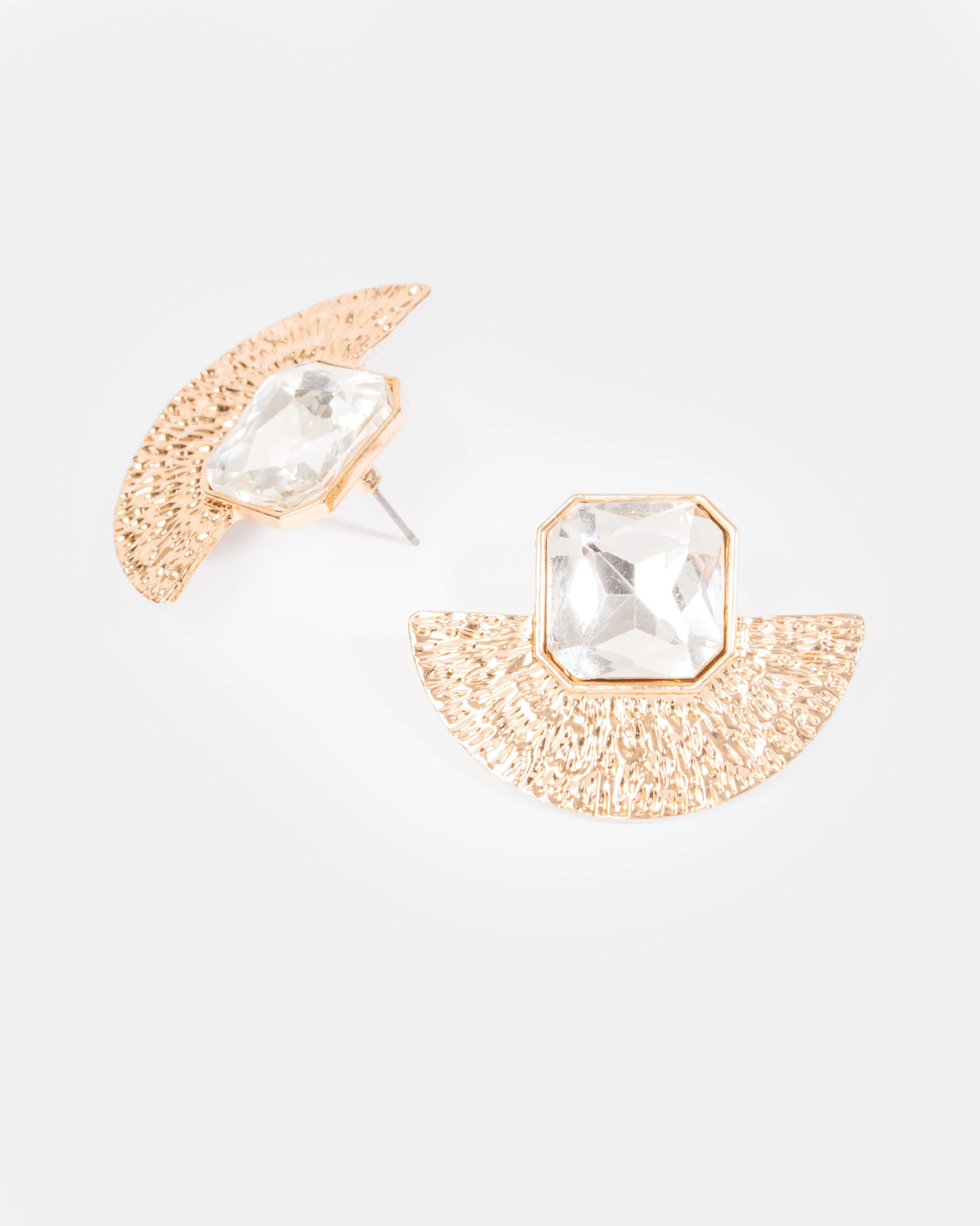 Gold Crystal Statement Fan Stud Earrings sold by Collete Hayman product image thumbnail 2