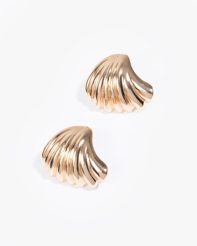 Gold Swirl Statement Stud Earrings sold by Collete Hayman