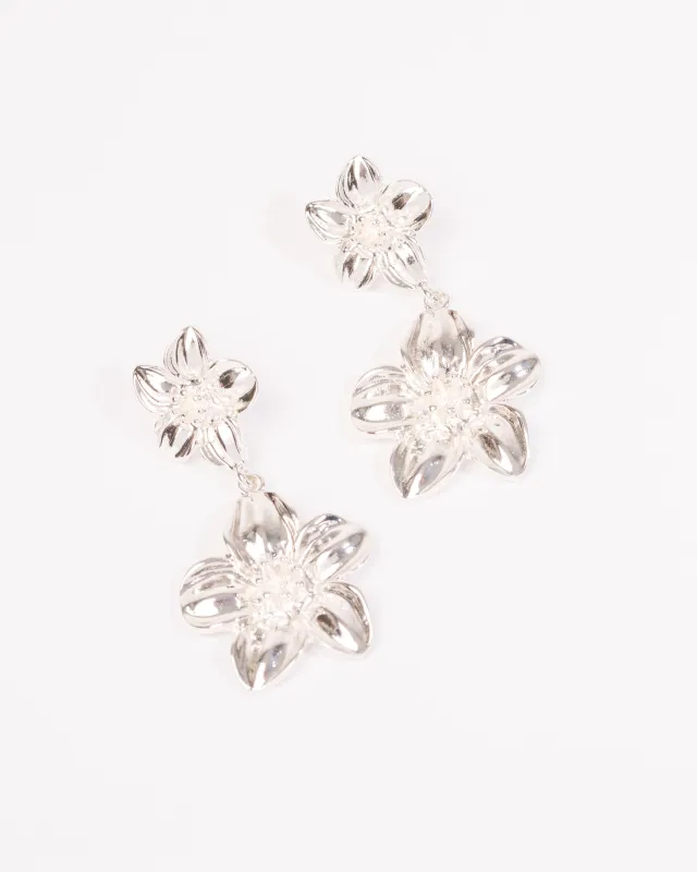 Silver Flower Drop Earrings sold by Collete Hayman