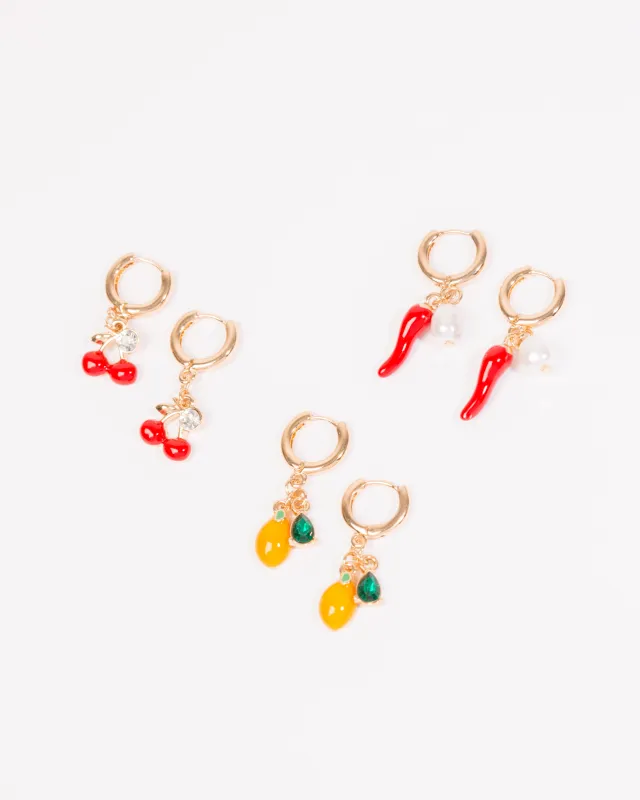 Multi Colour Fruity Crystal Huggie Hoop Pack sold by Collete Hayman