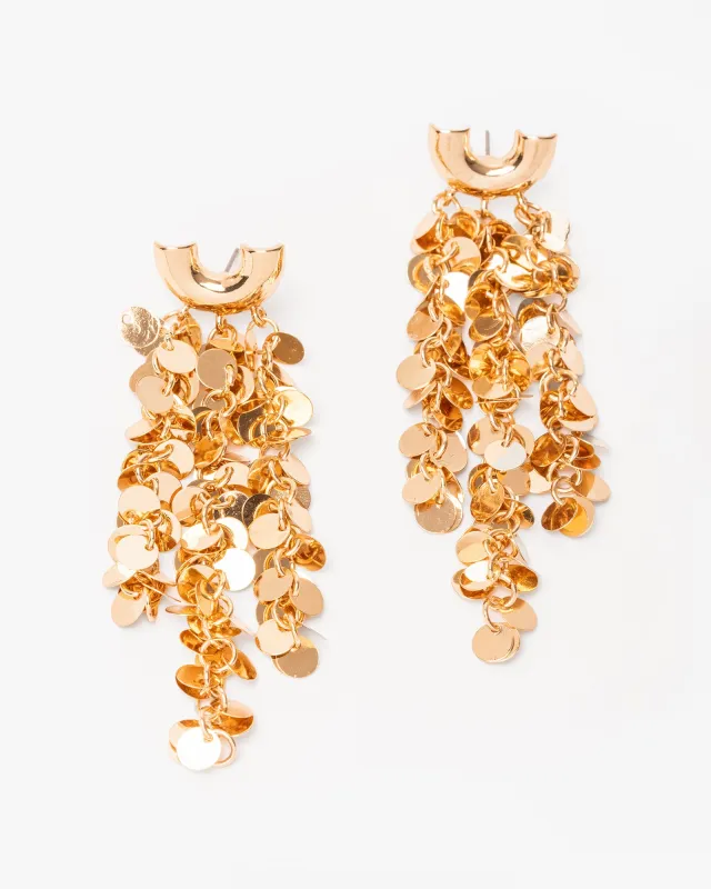 Gold Disc Embellished Drop Earrings sold by Collete Hayman