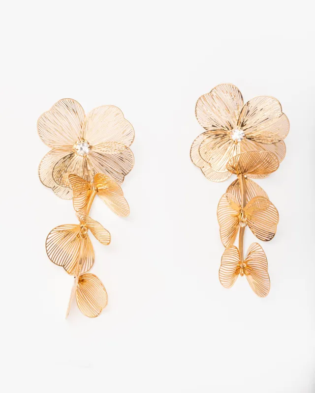 Gold Flower Statement Drop Earrings sold by Collete Hayman
