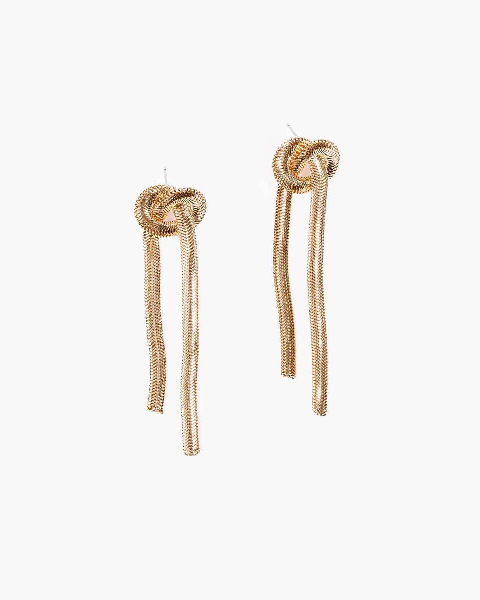 Gold Metal Snake Chain Knot Earrings sold by Collete Hayman