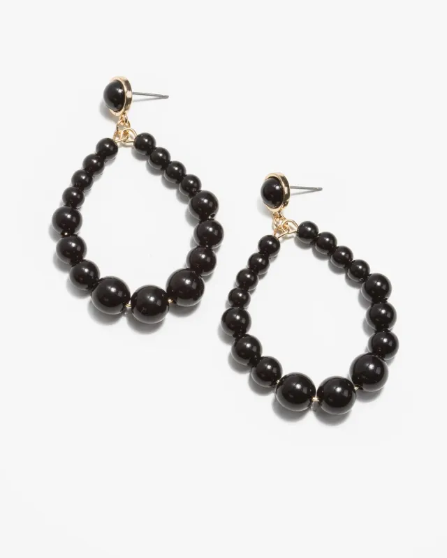 Black Round Beaded Drop Earrings sold by Collete Hayman