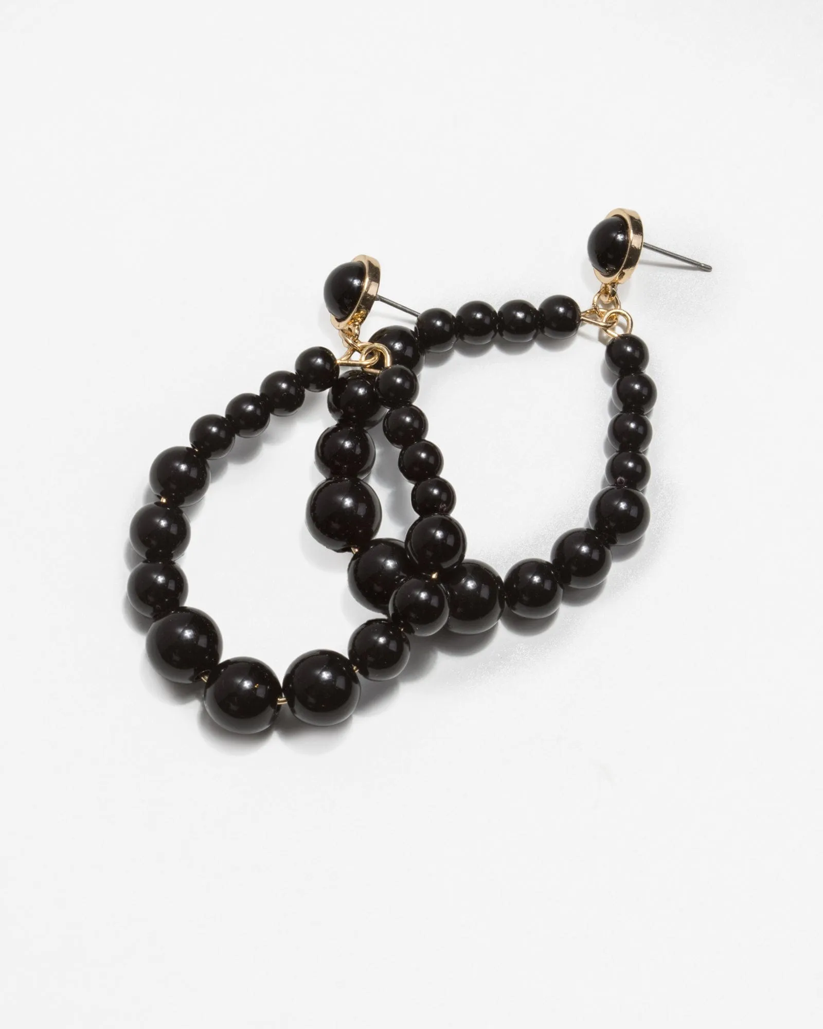 Black Round Beaded Drop Earrings sold by Collete Hayman product image thumbnail 2