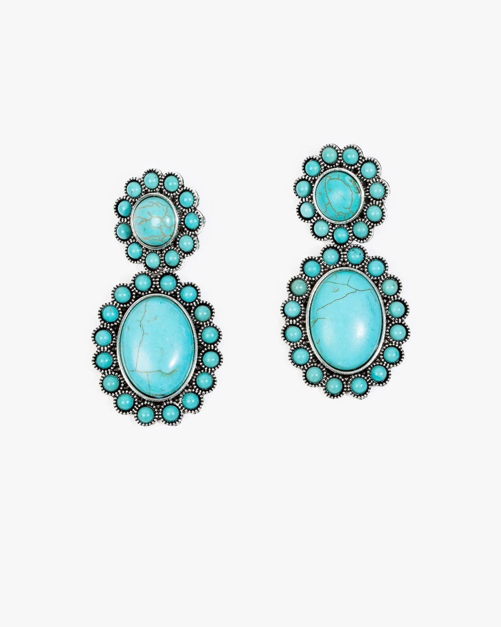 Blue Double Stone Detail Drop Earrings sold by Collete Hayman