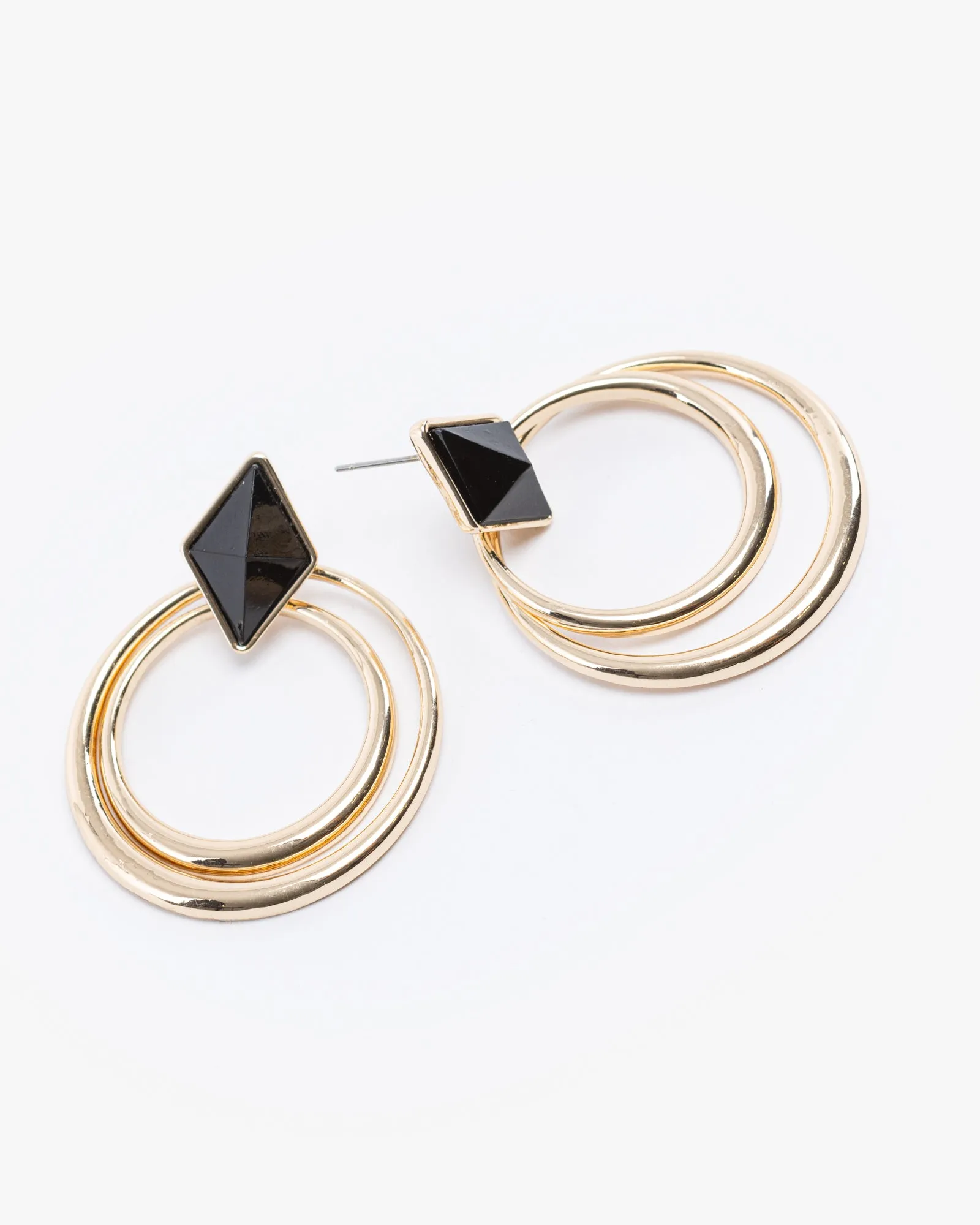 Gold Double Round Ring Drop Earrings sold by Collete Hayman product image thumbnail 2
