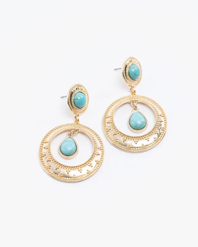 Multi Colour Stone And Detailed Metal Earrings sold by Collete Hayman