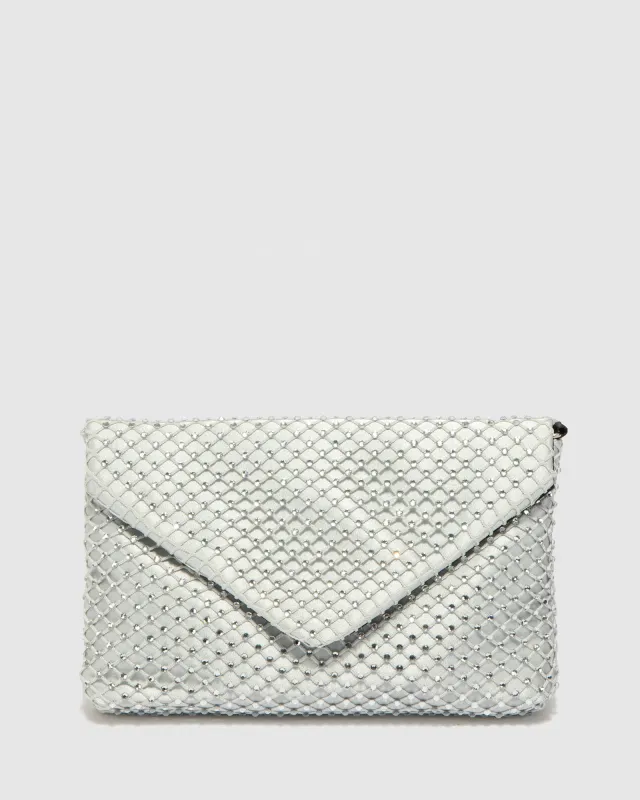 Silver Kylie Crystal Mesh Crossbody Bag sold by Collete Hayman