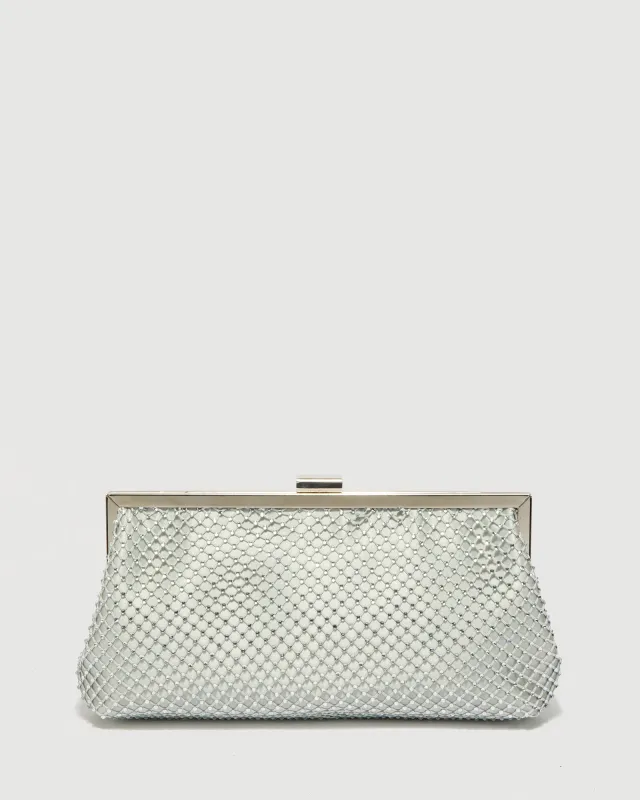 Silver Arya Mesh Clutch Bag sold by Collete Hayman