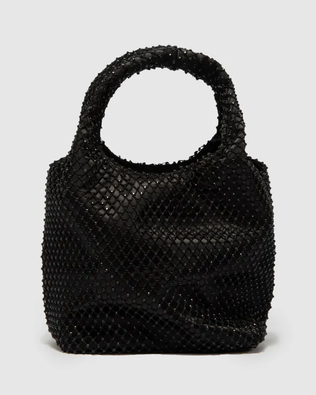 Black Crystal Mesh Chantal Tote Bag sold by Collete Hayman