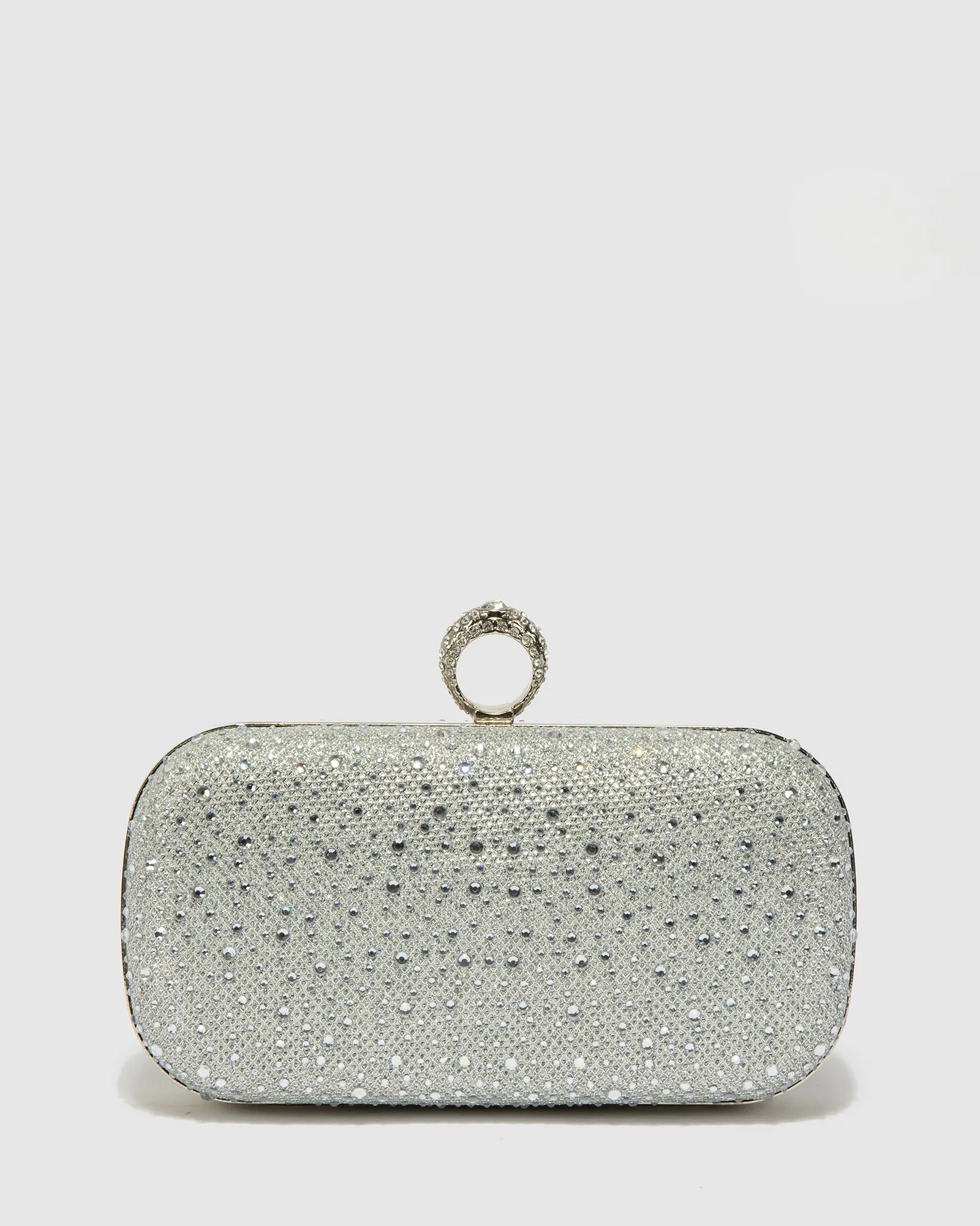 Silver Becca Loop Handle Harcase Clutch Bag sold by Collete Hayman