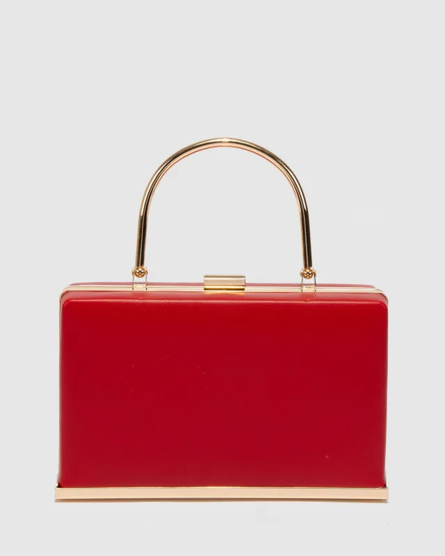 Red Drew Top Handle Clutch Bag sold by Collete Hayman