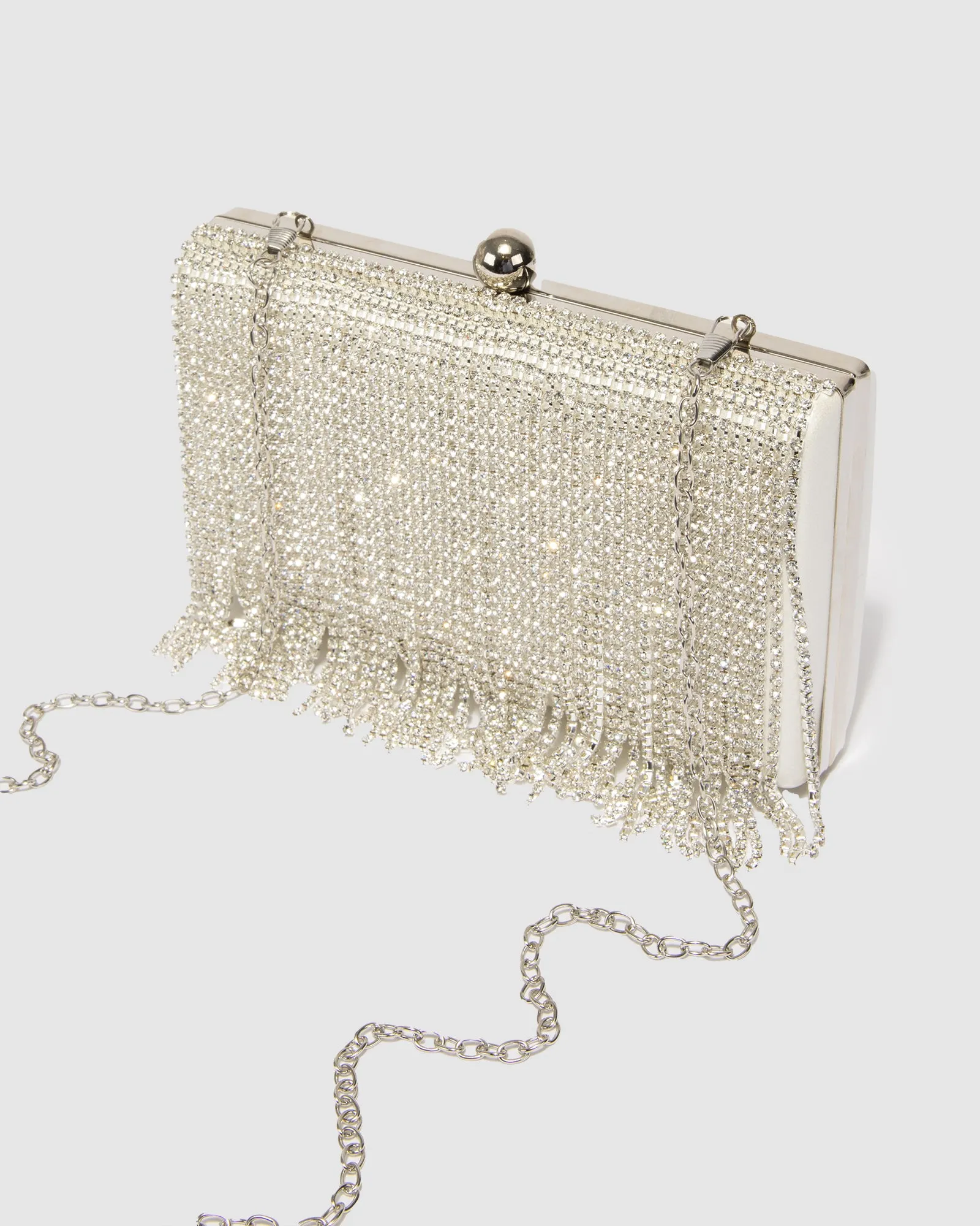 Silver Crystal Fringe Hardcase Clutch Bag sold by Collete Hayman product image thumbnail 4