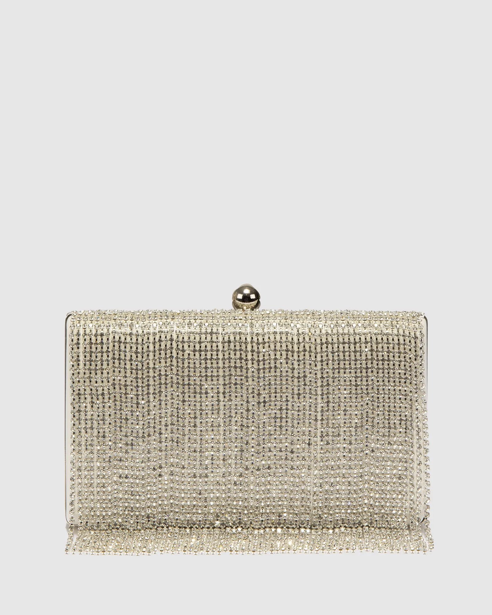 Silver Crystal Fringe Hardcase Clutch Bag sold by Collete Hayman