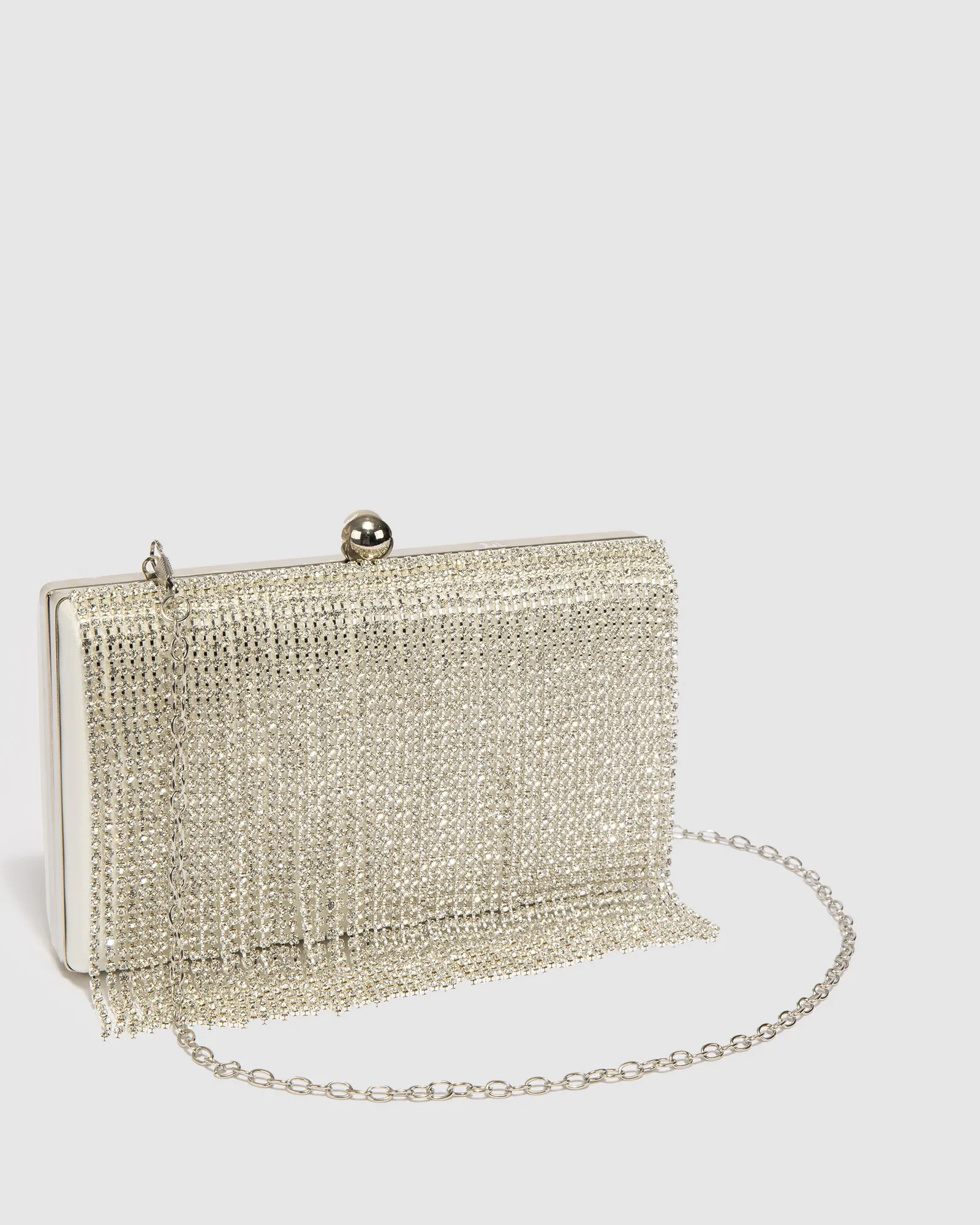 Silver Crystal Fringe Hardcase Clutch Bag sold by Collete Hayman product image thumbnail 2