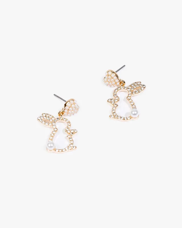 Crystal Bunny Silhouette Drop Earrings sold by Collete Hayman