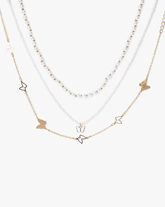 White Multi Pack Butterfly Charm Necklace sold by Collete Hayman